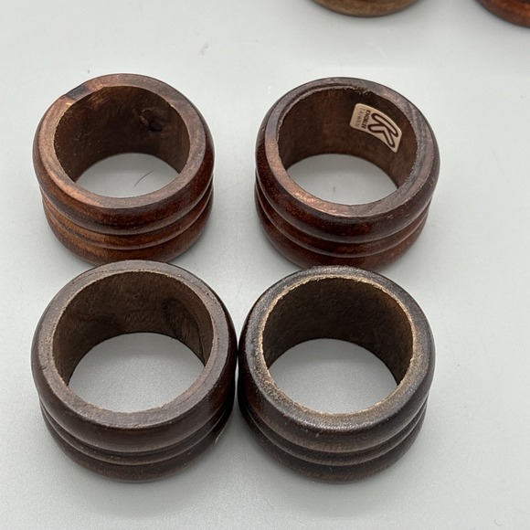 MCM Knobler‎ Wooden Napkin Rings - Set of 8 - Wood Napkin Holders Vintage 1.25" - Picture 7 of 8